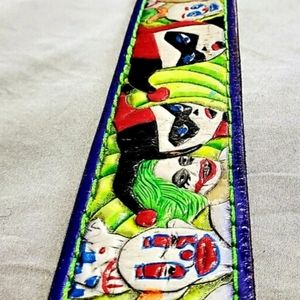 Hand Crafted Leather Joker and Harley Quinn Belt